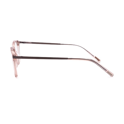 Side view of Vulkani V1057 1146 unisex eyeglasses in pink, showcasing stylish design and durable frame for kids.