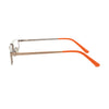 Side view of BK Eyewear BK23017 233 eyeglasses featuring sleek design and vibrant orange temple arms.