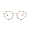 Round gold eyeglasses Emil K. E64276 770 with a sophisticated design and stylish tortoiseshell temples.