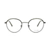 Unisex Emil K. E64278 650 eyeglasses featuring a chic round design and elegant green accents.