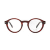 Emil K. E64281 300 unisex eyeglasses with round red frames and clear lenses, stylish and durable design.