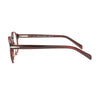 Side view of Emil K. E64281 300 unisex eyeglasses showcasing stylish burgundy frames and quality craftsmanship.