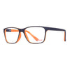 S.Oliver S93416 433 kids eyeglasses featuring a stylish navy and orange design for comfort and sophistication.