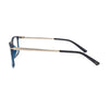 Side view of S.Oliver S93433 400 eyeglasses showcasing stylish blue frames and sleek metal arms.