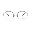 Stylish S.Oliver S93436 890 stainless steel eyeglasses with round frames, perfect for fashion-forward women.