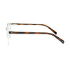 Side view of S.Oliver S93438 277 unisex eyeglasses with clear front and tortoiseshell arms, showcasing stylish design and quality craftsmanship.