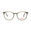 Unisex S.Oliver S93452 500 eyeglasses in olive green, featuring a stylish round frame and logo display.