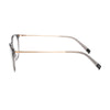 Side view of S.Oliver S93452 800 unisex eyeglasses showcasing stylish gray frames and elegant gold temples.