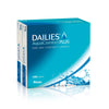 DAILIES AquaComfort Plus one-day contact lenses box by Alcon with 180 lenses, featuring a refreshing design and water graphics.