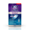 AOSEPT PLUS HydraGlyde contact lens solution packaging, featuring 90 ml of effective cleaning and disinfection formula.