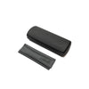 Black Silhouette eyeglasses case and cleaning cloth, showcasing sleek design and brand logo.