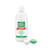 OPTI-FREE Express 355 ML contact lens solution bottle with green cap and contact lens case on a white background.