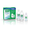 OPTI-FREE PureMoist contact lens solution twin pack with bottles, providing long-lasting hydration and comfort for eyes.