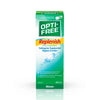 OPTI-FREE Replenish contact lens solution box, 300 ml, providing advanced cleansing and moisture retention for comfortable wear.