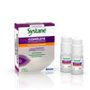 Systane Complete PF preservative-free eye drops packaging and two 10ml bottles for dry eye relief.