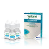 Systane Hydration eye drops, three 10ml bottles, advanced dry eye relief with HydroBoost technology.