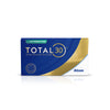 TOTAL 30 for Astigmatism monthly replacement contact lenses by Alcon, featuring a sleek blue and gold packaging design.